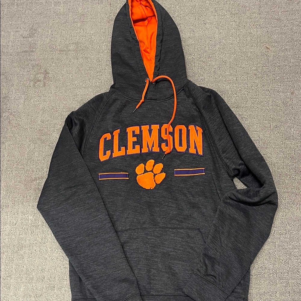Colosseum Charcoal Gray and Orange Clemson Hooded Sweatshirt